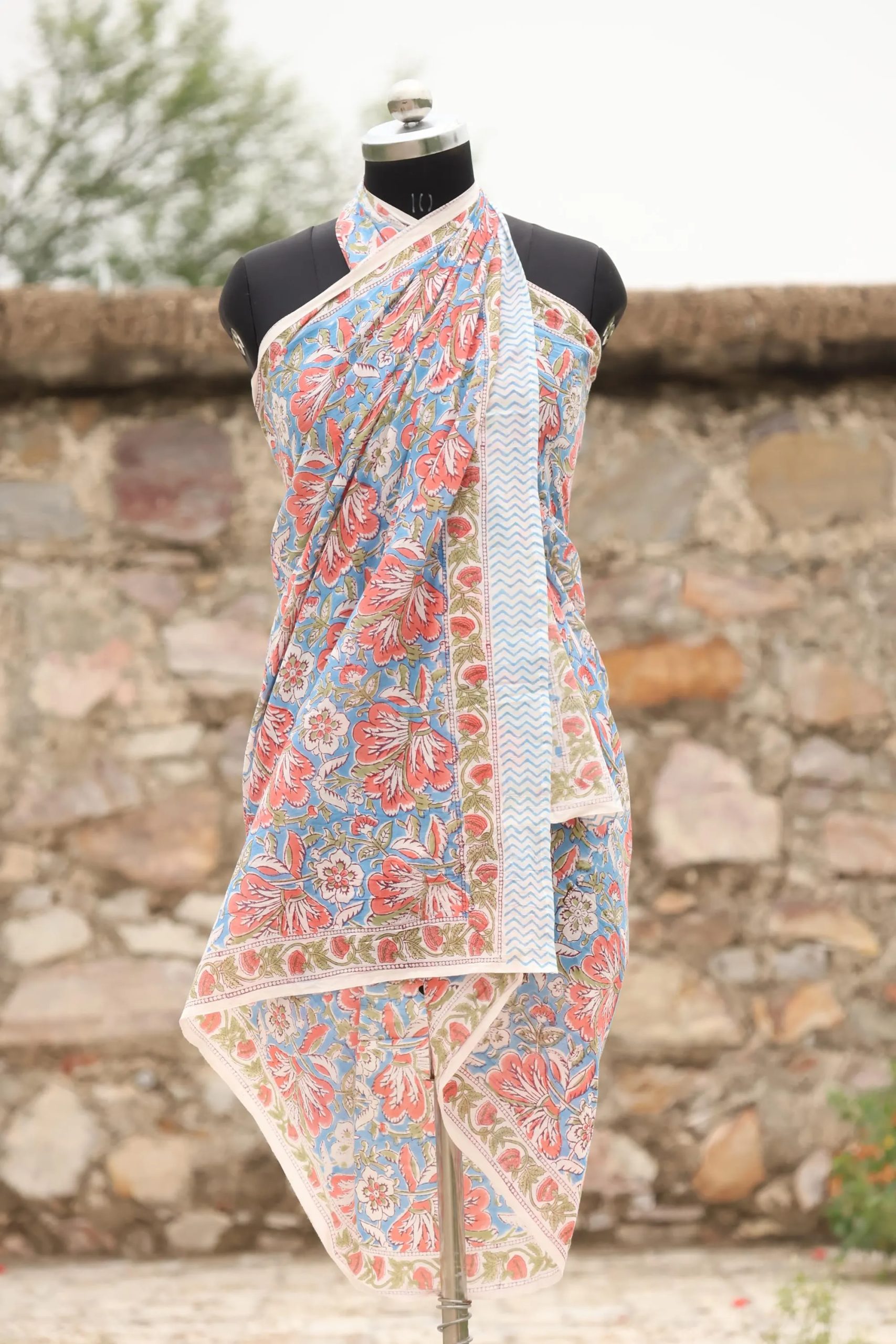 Women's pastel floral lightweight handmade beach dress - Image 3