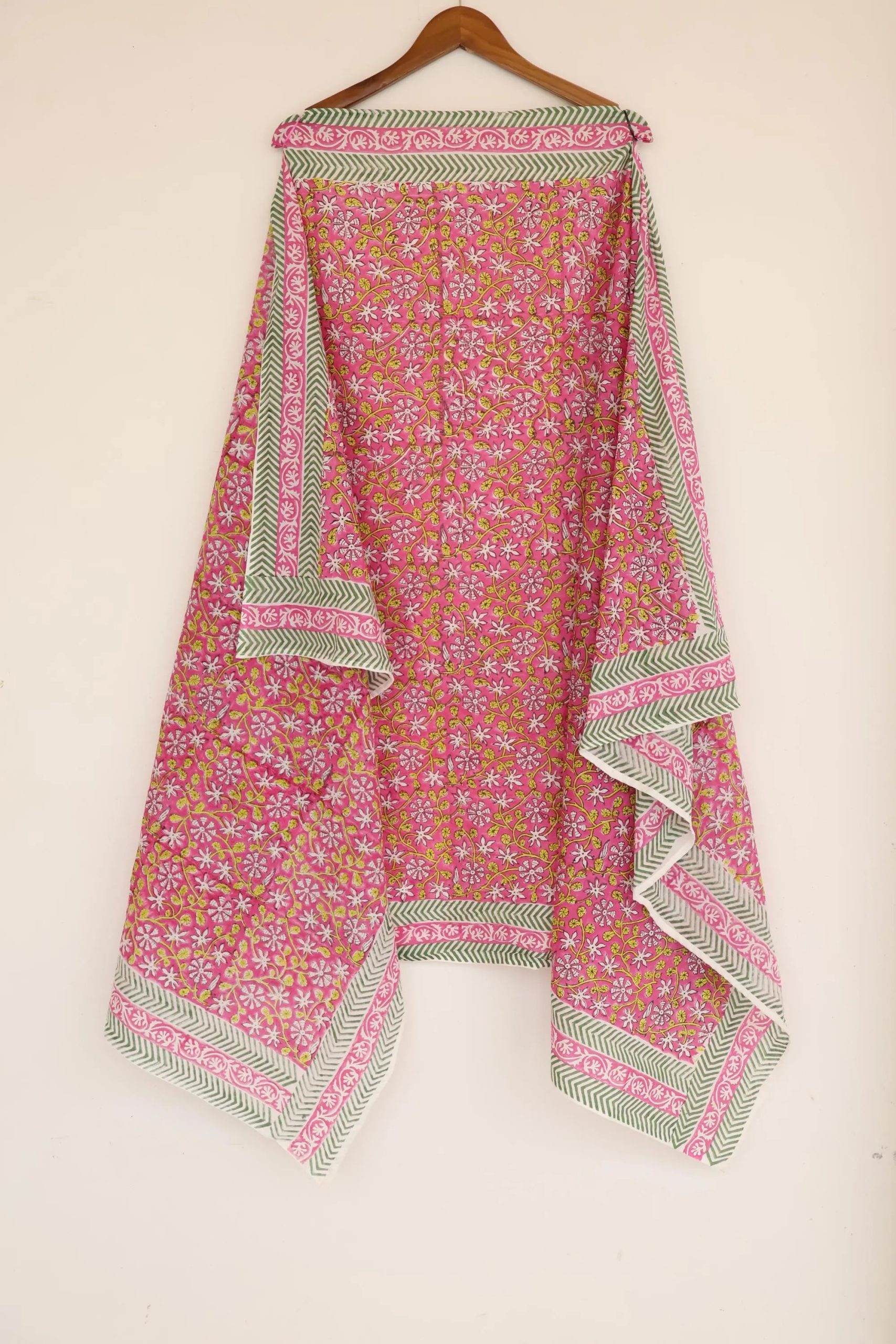 Lightweight pink floral cotton beach tulle skirt - Image 4